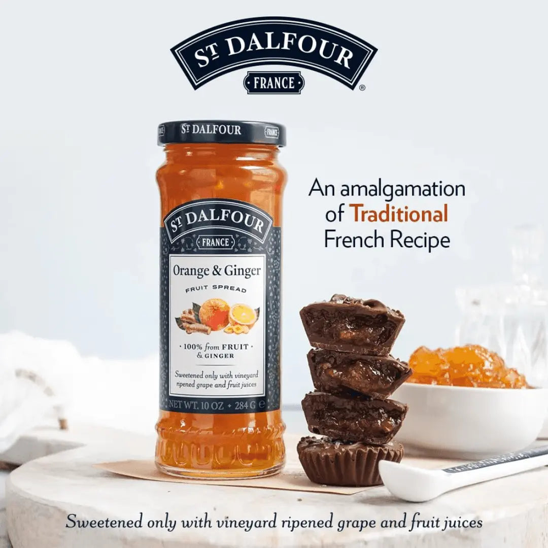 St. Dalfour Orange & Ginger Fruit Spread - 10oz - 100% from Fruit & Ginger, No Artificial Ingredients, Non-GMO, No Cane Sugars, All Natural, Made in France - Pack of 2