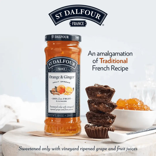 St. Dalfour Orange & Ginger Fruit Spread - 10oz - 100% from Fruit & Ginger, No Artificial Ingredients, Non-GMO, No Cane Sugars, All Natural, Made in France - Pack of 2