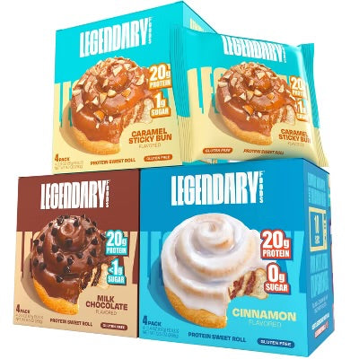 Legendary Foods 22g Protein Sweet Roll – Premium High Protein Snack Cakes, Low Carb Meal Replacement, Gluten Free & Keto Friendly Rolls, No Added Sugar, Diabetic Friendly – Pack of 10