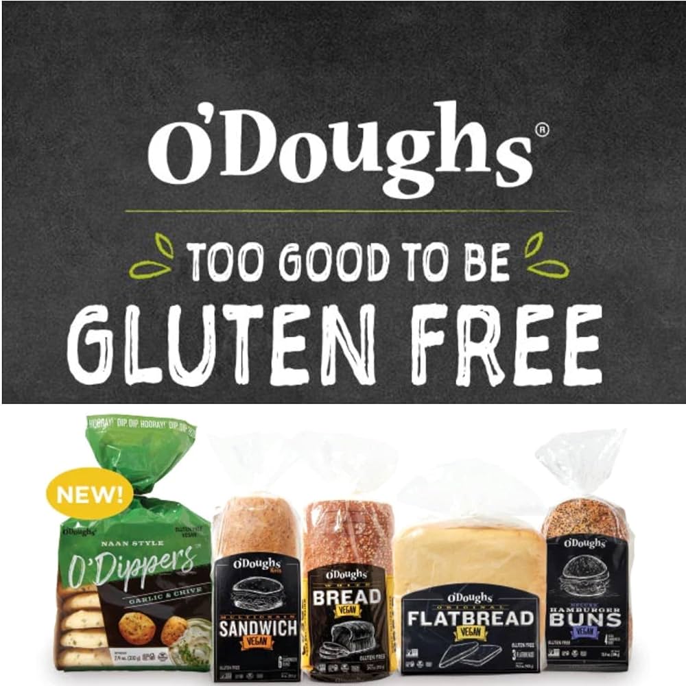 O'Doughs Gluten Free and Vegan Naan Style O'Dippers Mixed Flatbreads, Garlic & Chive,  Original 7.4 oz - Pack of 4