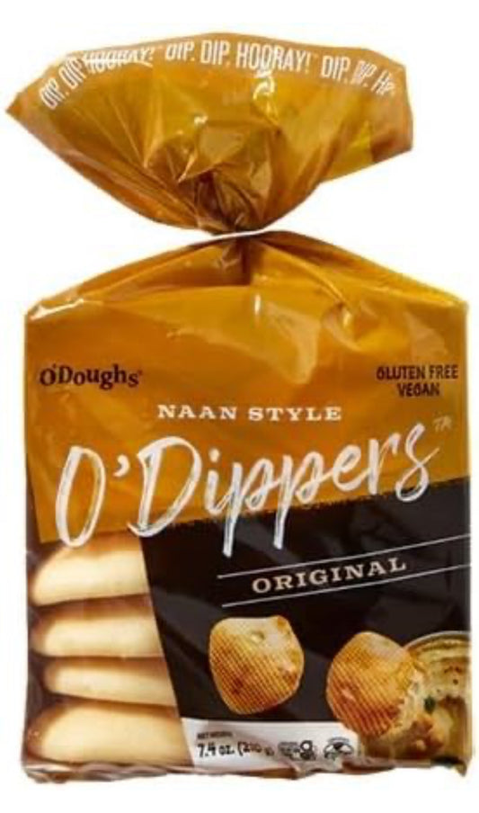 O'Doughs Gluten Free and Vegan Naan Style O'Dippers Flatbreads, Original, 7.4 oz - Pack of 2