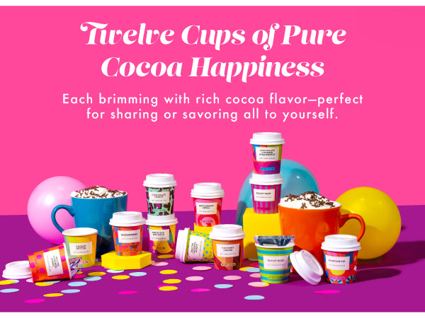 BomBombs, Hot Chocolate Mix Gift Set with Mini Cup Packaging, Dessert Flavors Include Rocky Road, Cookies Butter, Pumpkin Pie & More, Set of 12