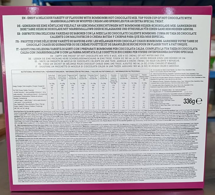 BomBombs, Hot Chocolate Mix Gift Set with Mini Cup Packaging, Dessert Flavors Include Rocky Road, Cookies Butter, Pumpkin Pie & More, Set of 12