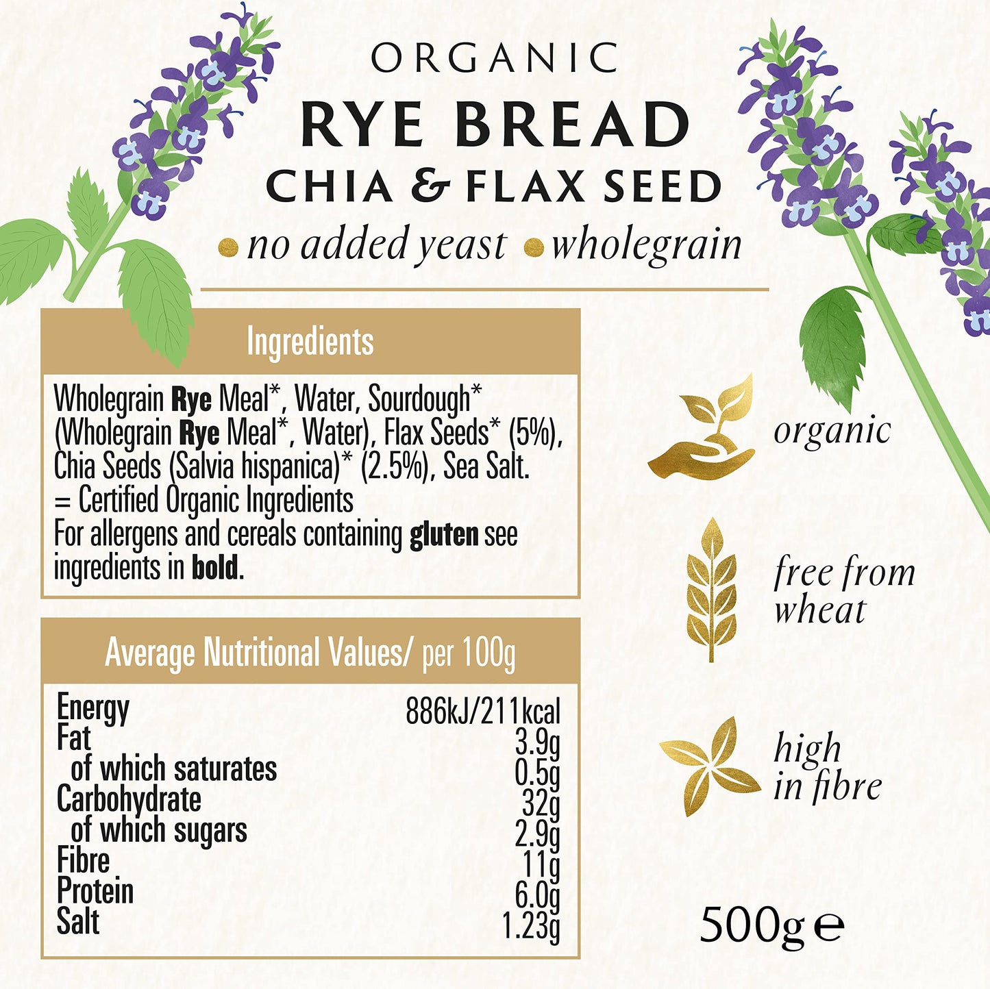 Biona Organic Rye Bread - Chia & Flax Seed
