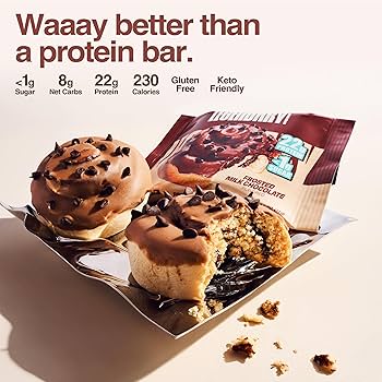 Legendary Foods 22g Protein Frosted Milk Chocolate Cinnamon Roll - Premium High Protien Bars, Low Carb Meal Replacement Snack, Low Glycemic Index, Gluten Free Snacks - Sweet Zero Sugar, Keto and Diabetic Friendly – Pack of 10