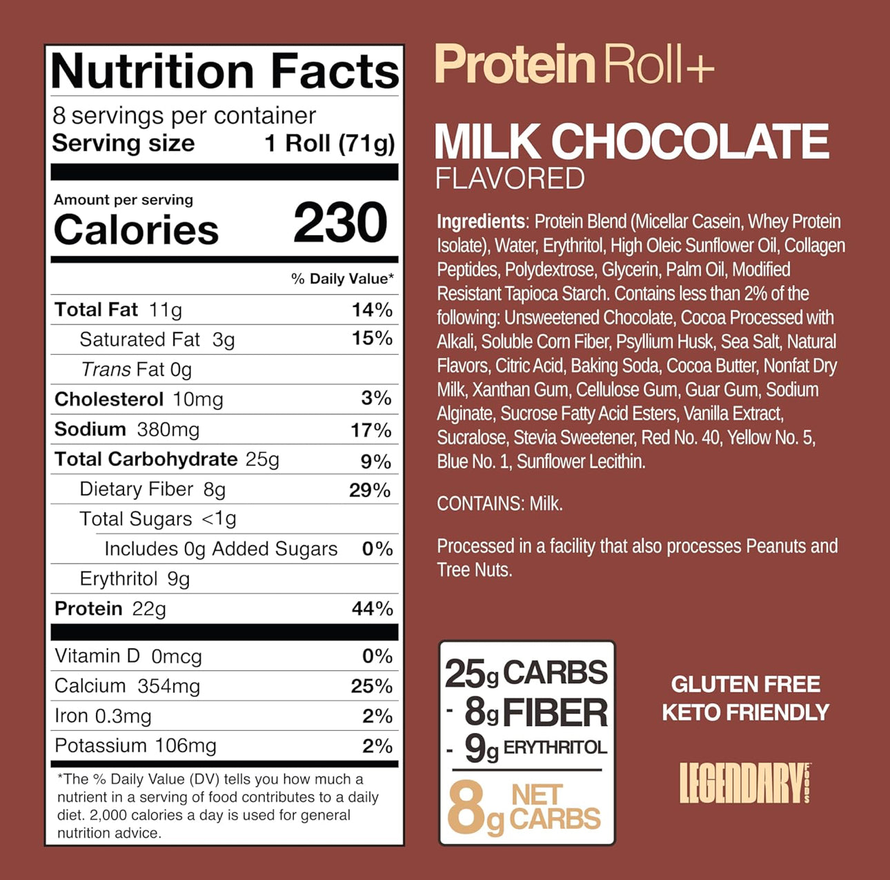 Legendary Foods 22g Protein Frosted Milk Chocolate Cinnamon Roll - Premium High Protien Bars, Low Carb Meal Replacement Snack, Low Glycemic Index, Gluten Free Snacks - Sweet Zero Sugar, Keto and Diabetic Friendly – Pack of 10