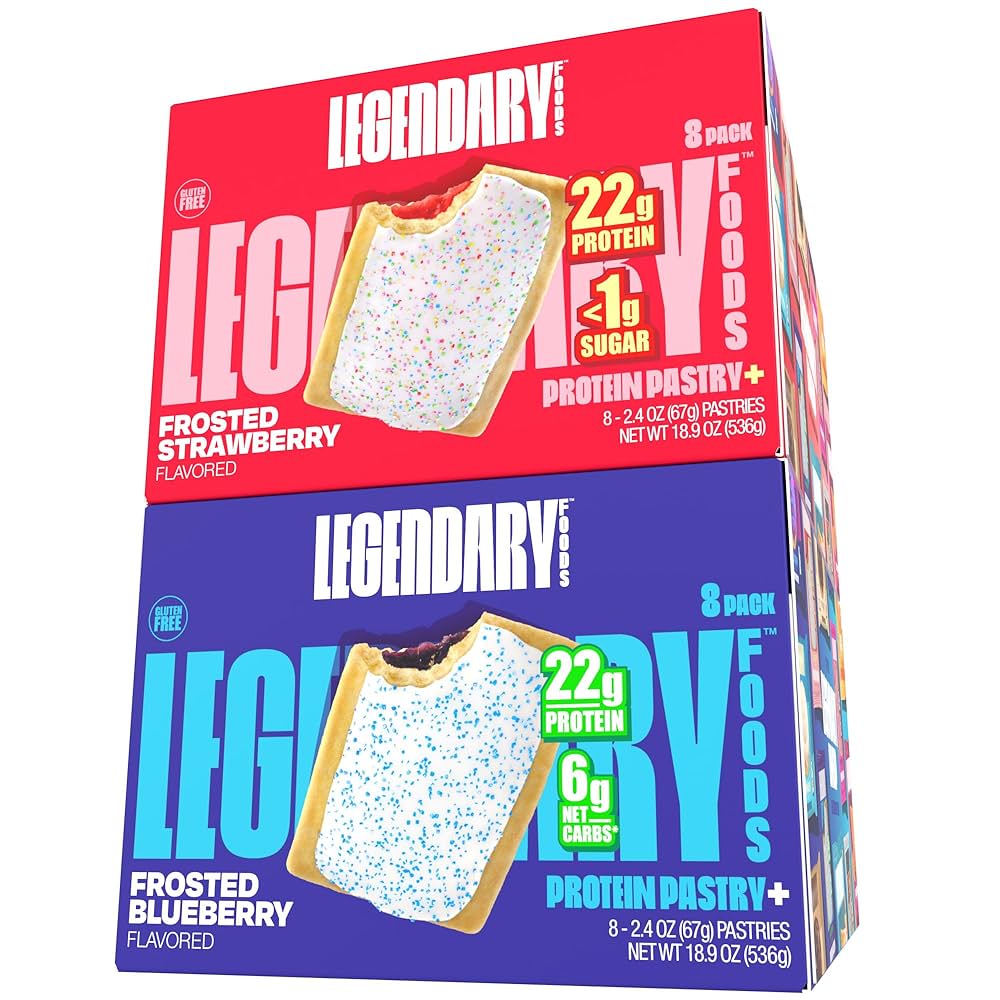 Legendary Foods 22 g Protein Pastry Bundle - Low Carb Meal Replacement Bar - Gluten Free Protien Snacks - Healthy Keto Snack Box - Low Sugar Energy Bars - Bariatric Diabetic Friendly – Pack of 16