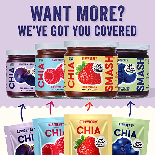 Chia Smash Jam, Variety 6-Pack Try Them All | No Sugar Added, Naturally Sweet Jelly | Keto Friendly, Low Calorie, Low Carb | Non GMO, Upcycled, Vegan, Plant  Based