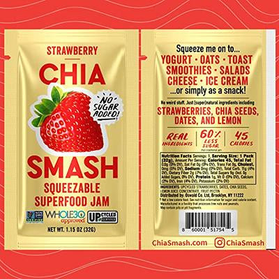 Chia Smash Superfood Jam Squeeze Packets Variety 12-Pack | 1.15oz Each | Strawberry, Blueberry, Raspberry & Concord Grape | Spread, Top, Squeeze & Snack | Whole 30, Keto,