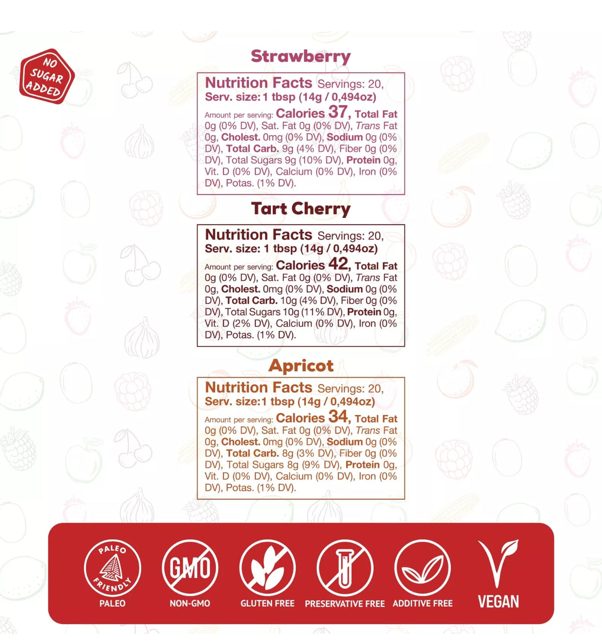 Dolcientis Preserves with Chia Seeds - Apricot, Tart Cherry, Strawberry Preserves - 100% Natural, Sugar Free, Non GMO, Vegan, Gluten Free, Preservative Free Jelly, Additive Free, Low Calorie Paleo Friendly - Pack of 3