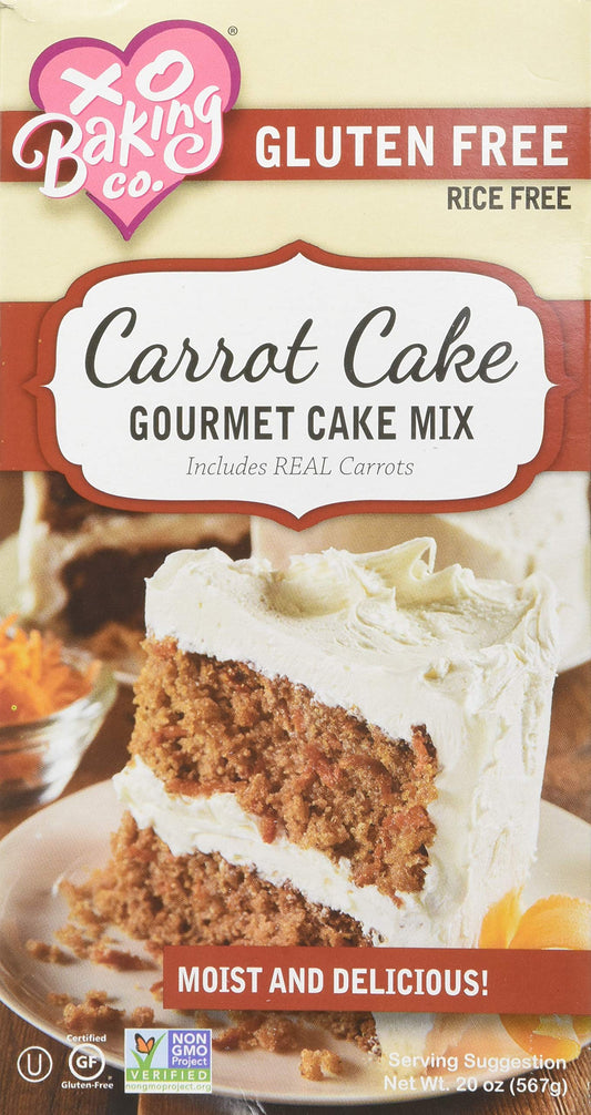 Gluten Free Carrot Cake Gourmet Cake Mix - Non-GMO, Kosher, Rice Free, Soy Free, Dairy Free, Peanut Free, No Preservatives, No Artificial Flavors or Colors - 19.5 oz