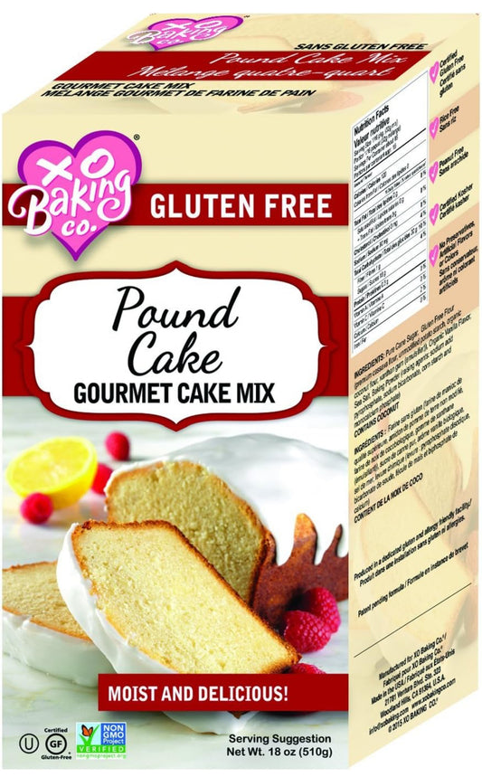 Gluten Free Pound Cake Gourmet Cake Mix - Non-GMO, Kosher, Rice Free, Soy Free, Dairy Free, Peanut Free, No Preservatives, No Artificial Flavors or Colors - 18 oz