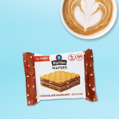 Rip Van Chocolate Hazelnut Wafer Cookies - Keto, Non-GMO, Healthy Snacks, Low Carb & Low Sugar (2g), Low Calorie, Vegan - includes 16