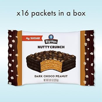 Rip Van Dark Chocolate Peanut Butter Wafer Cookies - Keto, Non-GMO, Healthy Snacks, Low Carb & Low Sugar (2g), Low Calorie, Vegan - includes 16 - Pack of 3