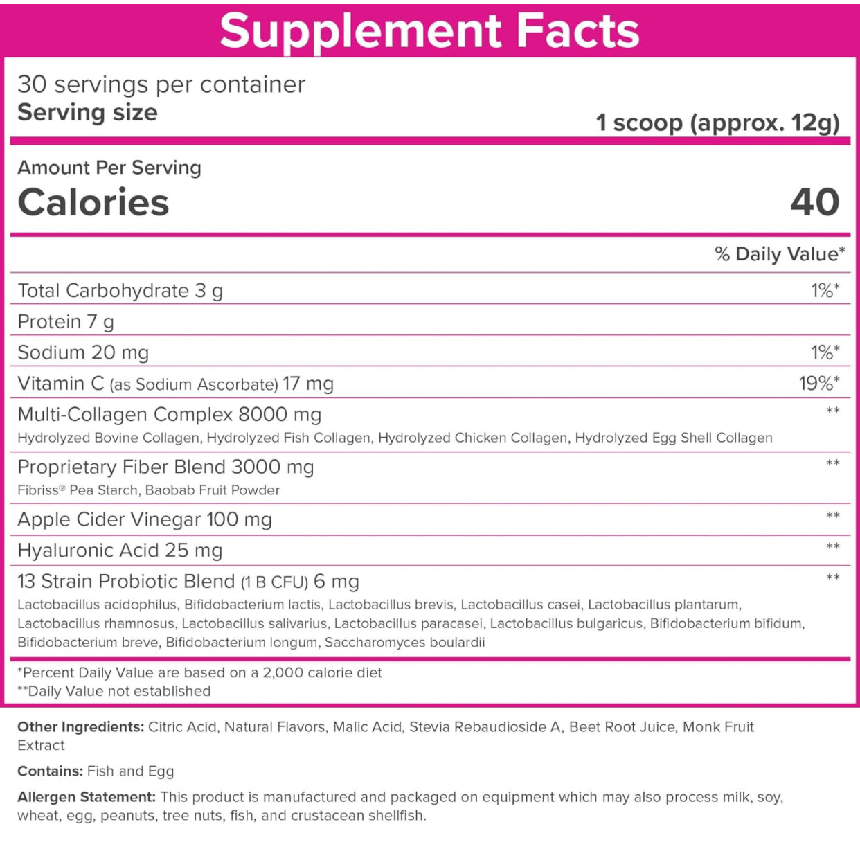 SkinnyFit Super Youth Tropical Punch Multi-Collagen Peptides + Probiotics - 30 Servings