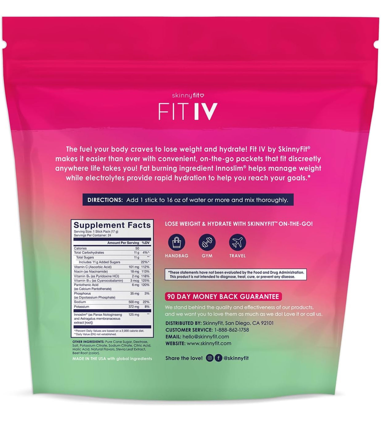 SkinnyFit FIT IV Hydrating Electrolytes Plus - 24 Servings
