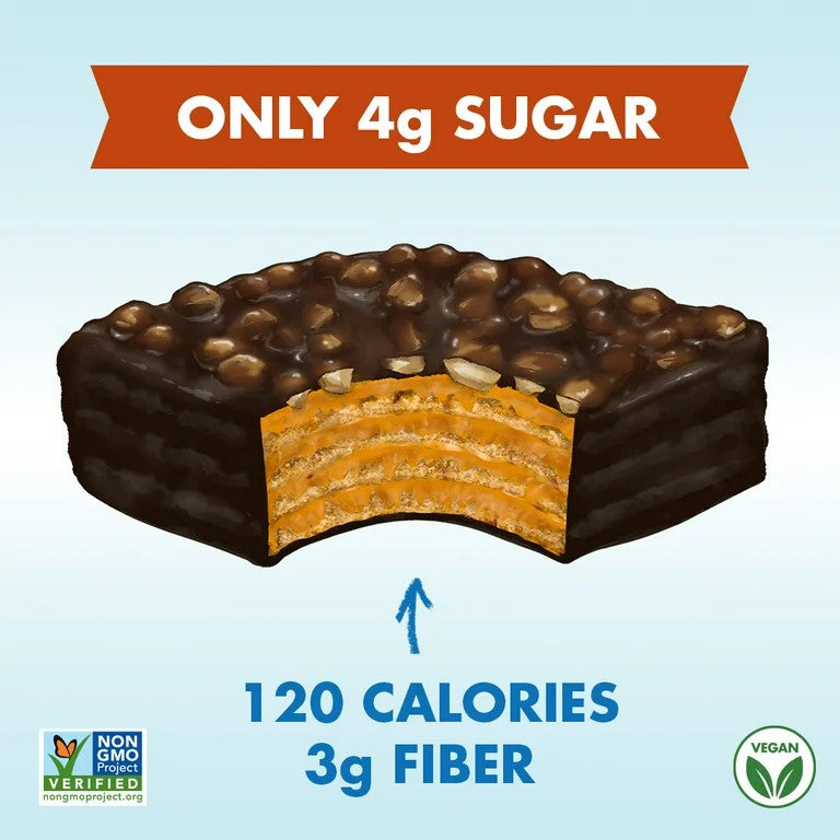 Rip Van Dark Chocolate Peanut Butter Wafer Cookies - Keto, Non-GMO, Healthy Snacks, Low Carb & Low Sugar (2g), Low Calorie, Vegan - includes 16 - Pack of 3