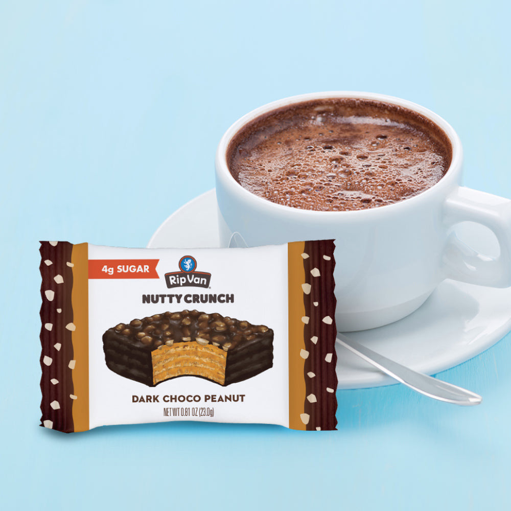 Rip Van Dark Chocolate Peanut Butter Wafer Cookies - Keto, Non-GMO, Healthy Snacks, Low Carb & Low Sugar (2g), Low Calorie, Vegan - includes 16 - Pack of 3