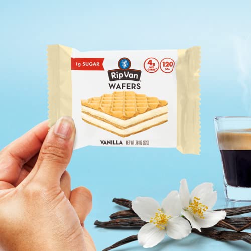 Rip Van Vanilla Wafer Cookies - Keto, Non-GMO, Healthy Snacks, Low Carb & Low Sugar (2g), Low Calorie, Vegan - includes 16