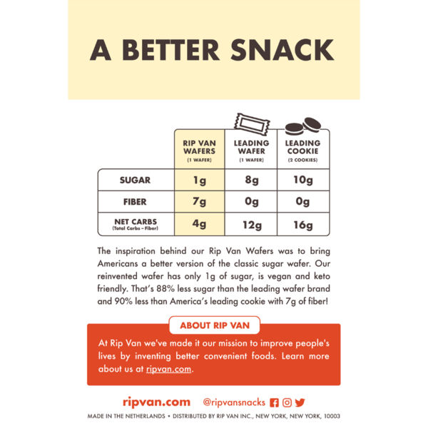 Rip Van Vanilla Wafer Cookies - Keto, Non-GMO, Healthy Snacks, Low Carb & Low Sugar (2g), Low Calorie, Vegan - includes 16 - Pack of 3