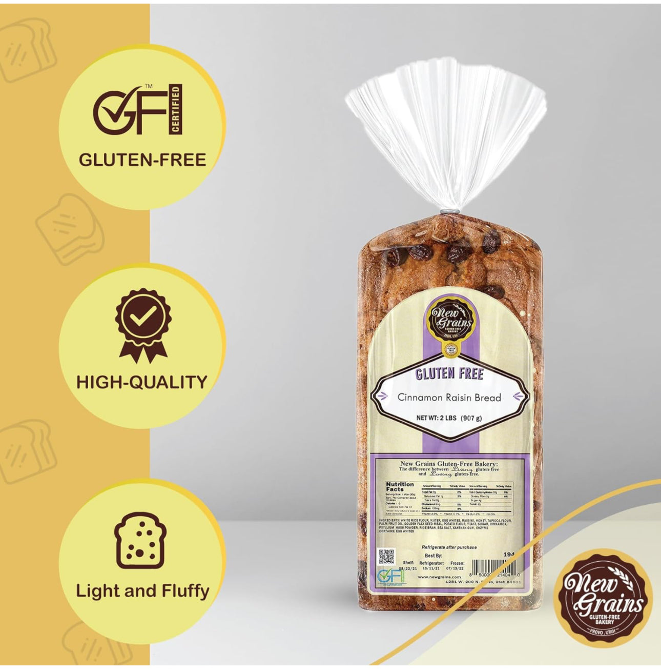 New Grains Artisan Gluten Free Cinnamon Raisin Bread - 2 lb each |