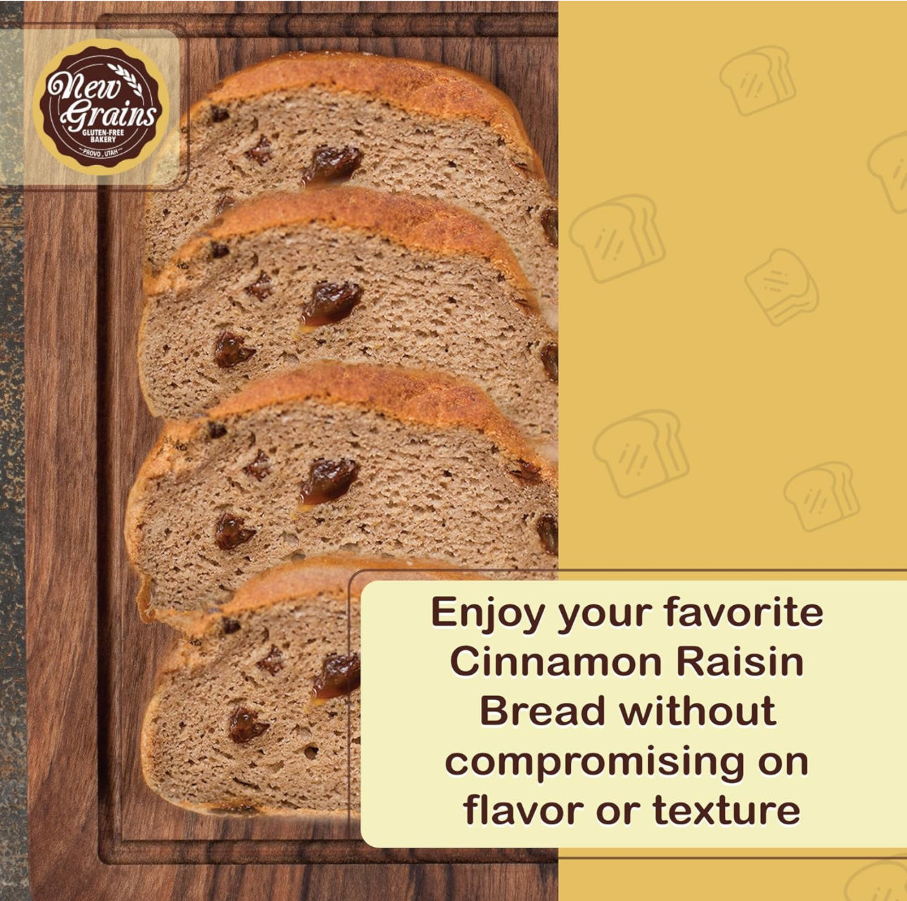 New Grains Artisan Gluten Free Cinnamon Raisin Bread - 2 lb each - Pack of 2