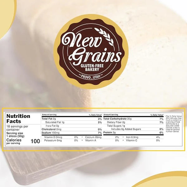 New Grains Gluten Free Multigrain Sandwich Bread - NON-GMO, Pack of 2