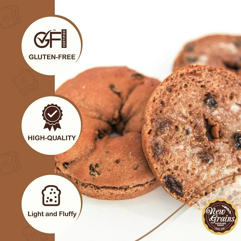New Grains Artisan Gluten Free Cinnamon Raisin Bagels - Pack of 2