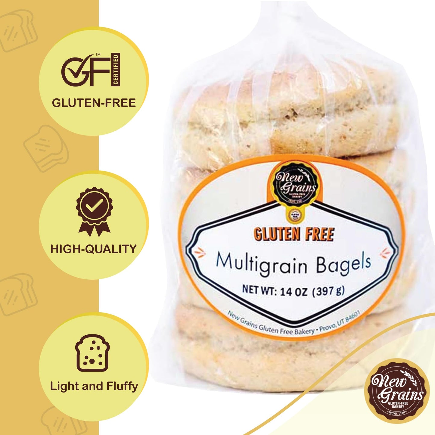 New Grains Artisan Gluten Free Multigrain Bagels - Pack of 2