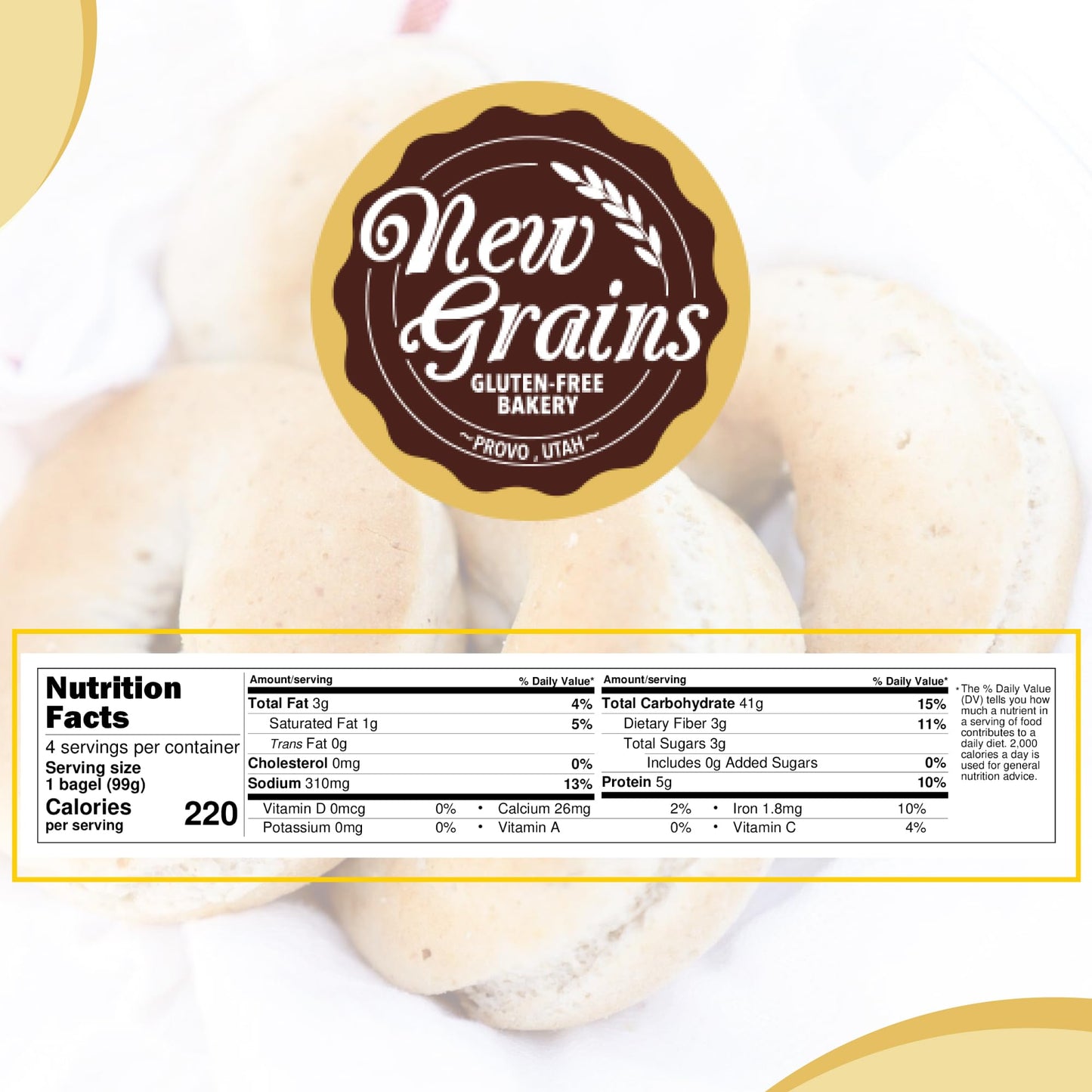 New Grains Artisan Gluten Free Multigrain Bagels - Pack of 2