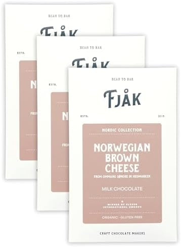 Fjak - Nordic Collection - Norwegian Chocolate with Brown Cheese, Milk Chocolate 45%  - Pack of 3