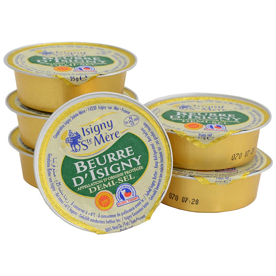Isigny Beurre D'Isigny Butter Portion Cups, Salted Demi Sel - 1 oz - includes 48