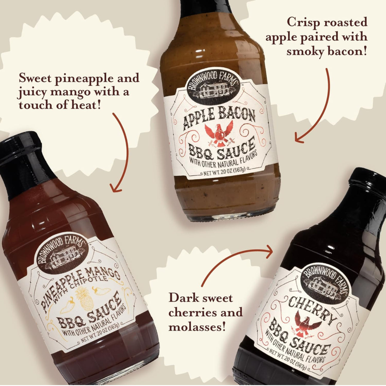 Brownwood Farms BBQ Sauce Variety - Pack of 3