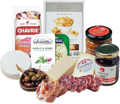Holiday Kit, Cheese Platter with 5 Gourmet Cheeses and 6 Accompaniments, Cheese Sampler Gift Set