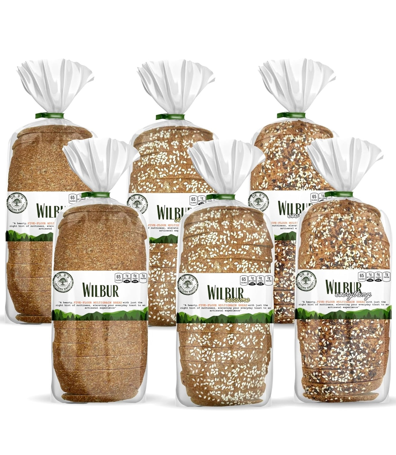 Dr. B's Multigrain Variety Bread, 1g Net Carbs & 7g Protein, Low Calorie, Vegan, Sugar Free, Fresh, Sliced, Keto & Low Carb Bread Loaf, 16 oz - Pack of 6