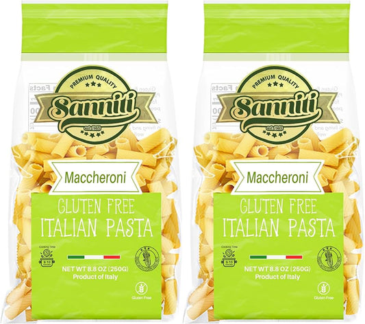 Sanniti Gluten Free Maccheroni Pasta - 100% Organic Italian European, Kosher, Vegan GMO-Free Maccheroni Pasta Made with Corn and Rice imported from Italy, Pack of 4