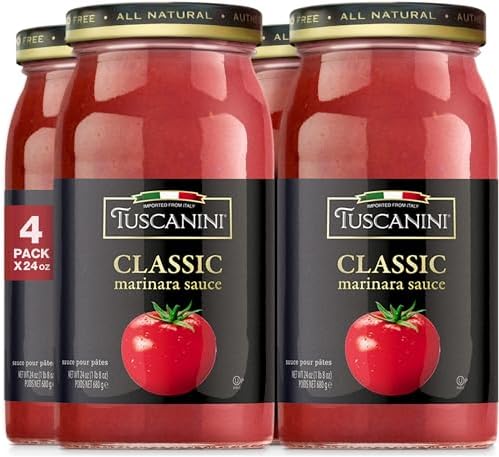 Tuscanini Authentic Classic Italian Marinara Sauce, Imported from Italy - Low Carb - Pack of 4