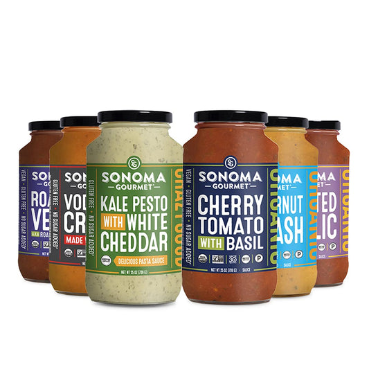 Sonoma Gourmet Pasta Sauce Variety Pack - Non-GMO, Gluten-Free and No Sugar Added - Pack of 6