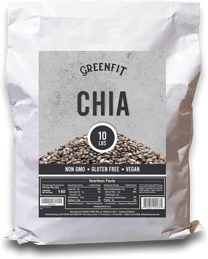 Greenfit Premium Bulk Chia -10 lb - Gluten Free, Vegan