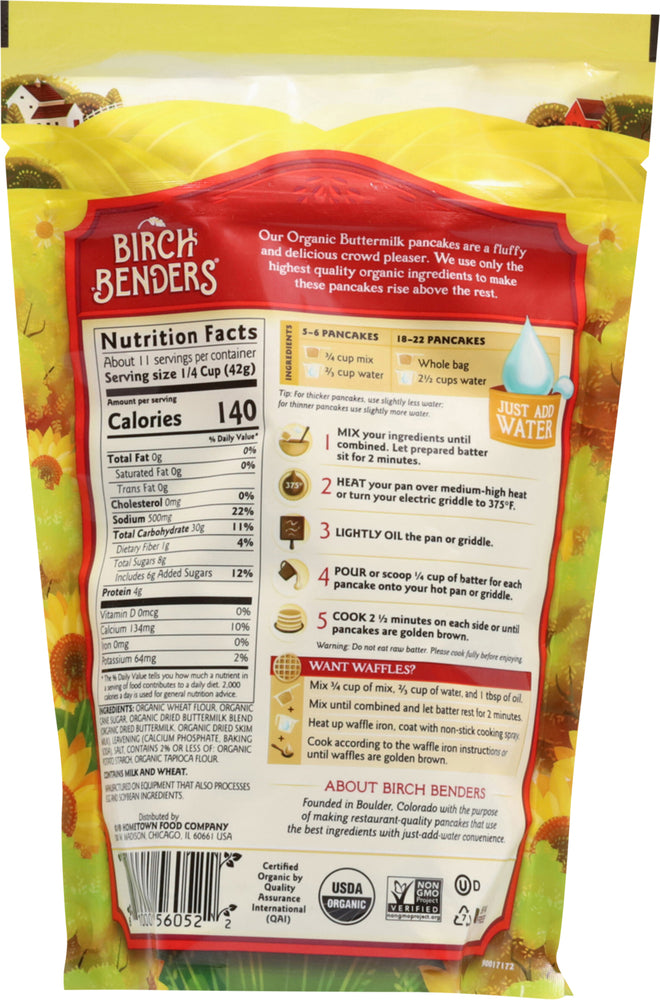 Organic Buttermilk Pancake and Waffle Mix, Non-Gmo, Whole Grain - Birch Benders - Pack of 2