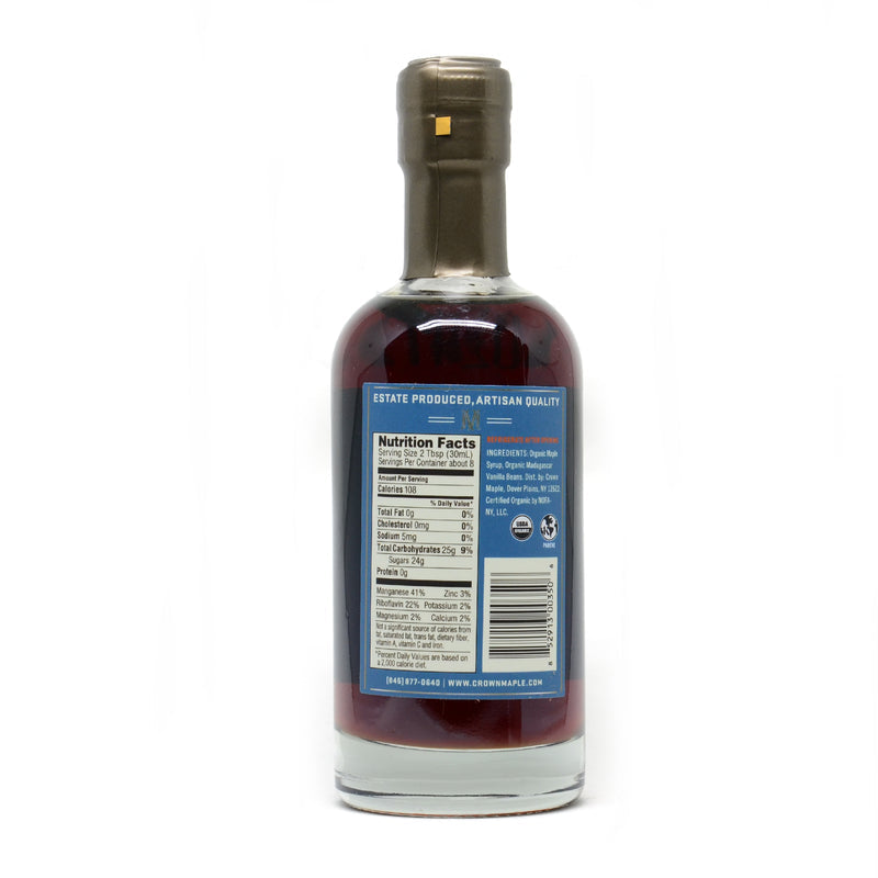 Crown Maple Madagascar Vanilla Infused Organic Maple Syrup, 12.7 Fl Oz, Vanilla Bean - Pancakes, Waffles, Cocktails, Flavor Marinades