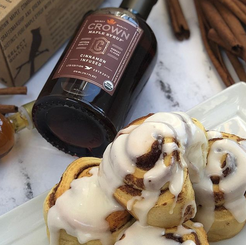 Crown Maple Cinnamon Infused Maple Syrup, 12.7 Fl Oz, Pancakes, Flavor Cocktails, Sticky Buns, Waffles, Certified Organic Pack of 6