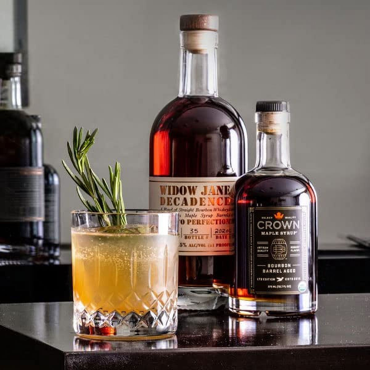 Crown Maple Bourbon Barrel Aged Organic Maple Syrup, 25 Fl Oz, Pancakes, Flavor Cocktails, Marinades and Sauces - Pack of 6