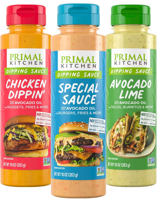 Primal Kitchen Dipping Sauce Variey Pack -  Chicken Dippin', Avocado Lime, and Special Sauce - includes 3