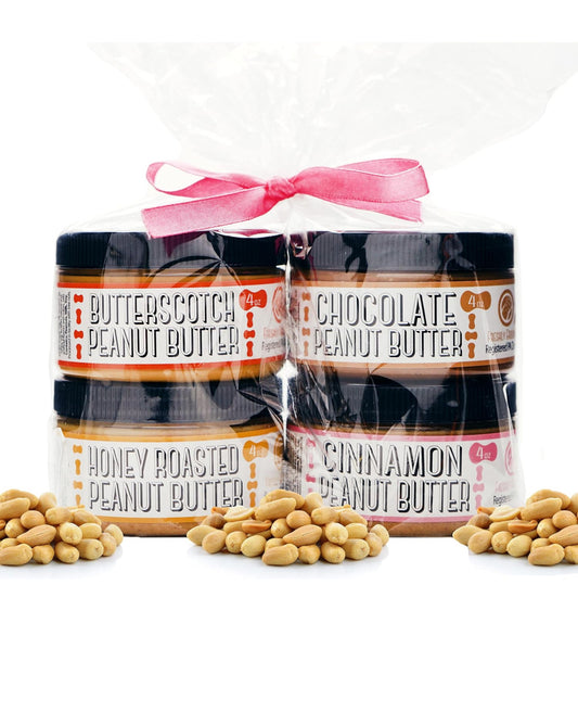 Nutty Novelties Sweet Sampler Peanut Butter - Pack of 4 - Honey Roasted, Butterscotch, Cinnamon & Chocolate Peanut Butter