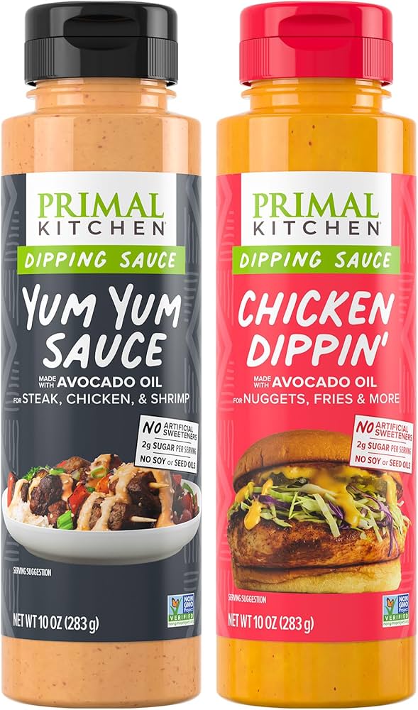 Primal Kitchen Dipping Sauces, Yum Yum Sauce & Chicken Dippin' Sauce - Pack of 2