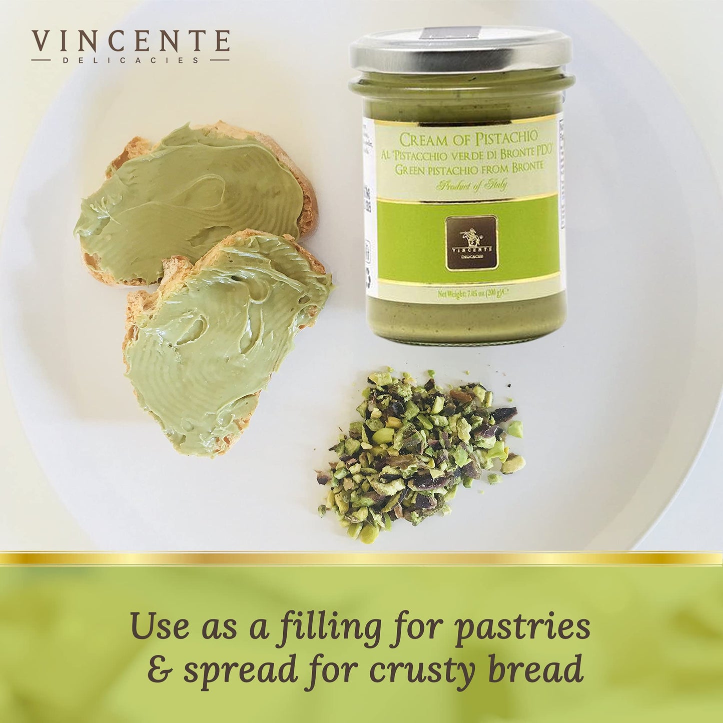 Vincente Delicacies Pistachio Paste for Bread, Pastry, Ice Cream, & Dessert -7.05 oz - 2-Pack