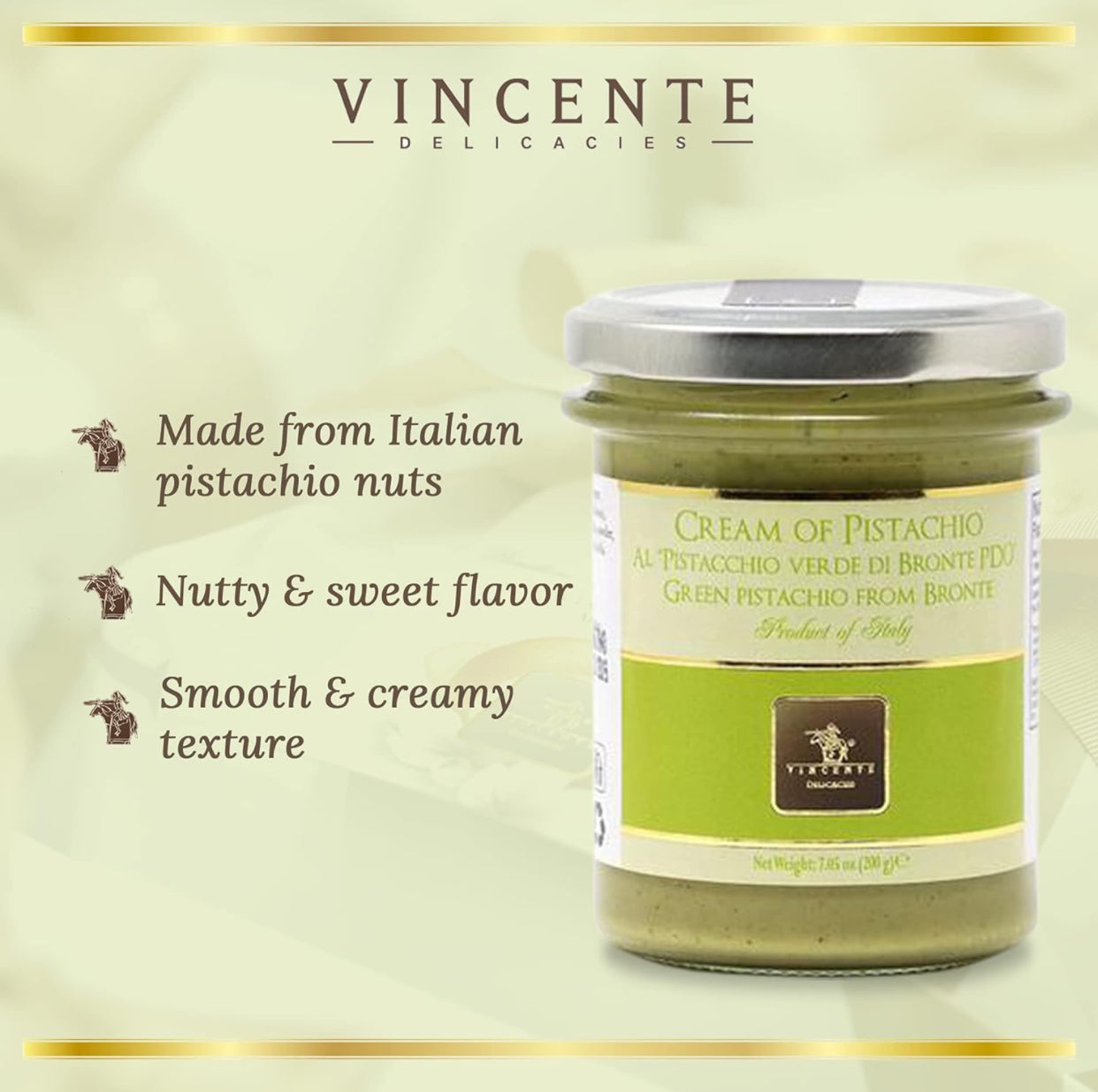 Vincente Delicacies Pistachio Paste for Bread, Pastry, Ice Cream, & Dessert -7.05 oz - 2-Pack