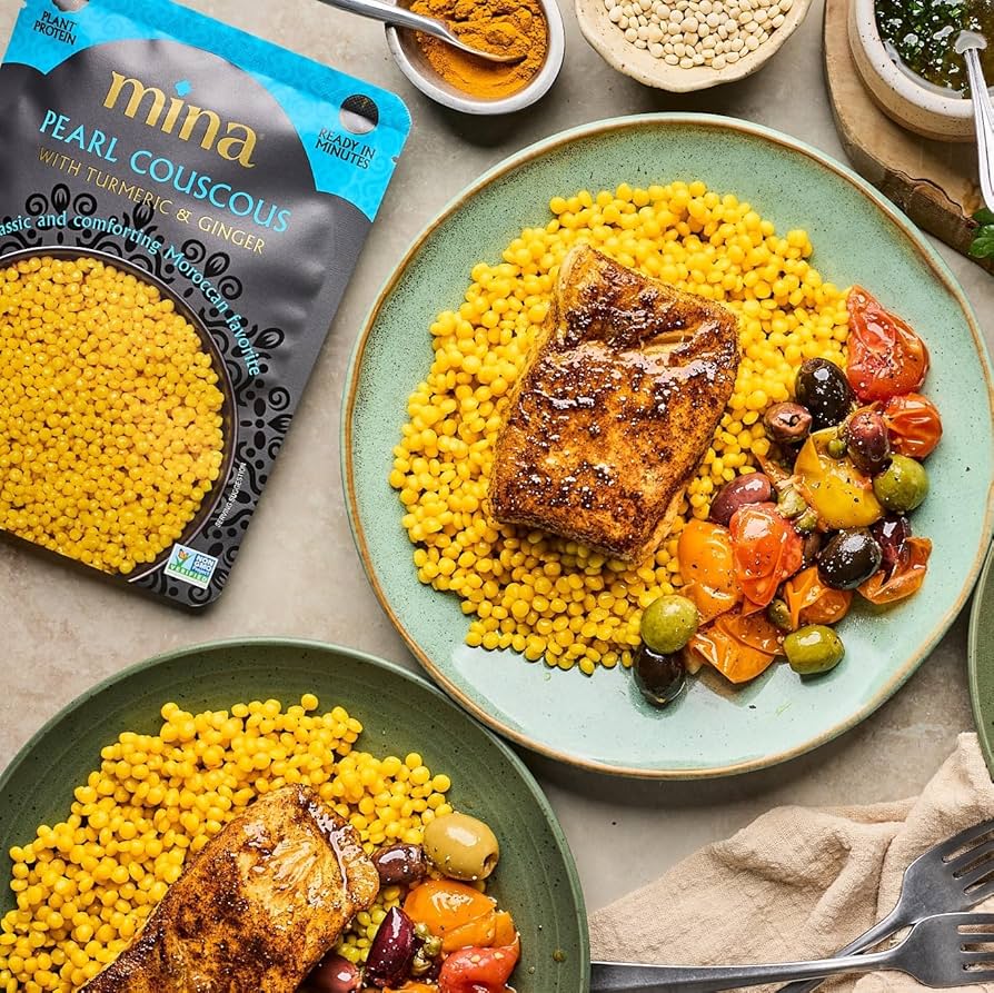 Mina Saffron Rice, Festive Rice, Pearl Couscous, Variety Pack - Pack of 6 - Ready to Eat, Microwavable, Couscous Pearls, Side Dishes, Vegan Protein, Non-GMO, Kosher