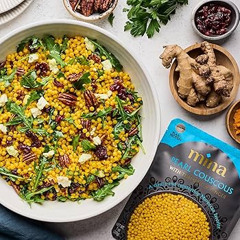 Mina Saffron Rice, Festive Rice, Pearl Couscous, Variety Pack - Pack of 6 - Ready to Eat, Microwavable, Couscous Pearls, Side Dishes, Vegan Protein, Non-GMO, Kosher